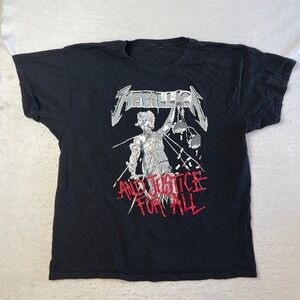 Metallica T-Shirt XXL Black And Justice For All Graphic Band Tee Short Sleeve